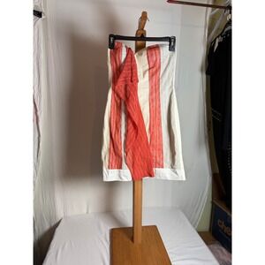 Fabrik Mesh Lace Strapless Mini Dress Coral White Striped MD-3328 Mens M